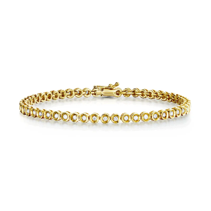 Ladies bracelets quiet luxury bracelets-Ladies bracelets quiet luxury bracelets-18ct Yellow Gold Round Brilliant Cut Diamond Tennis Bracelet In A Rub Over Setting