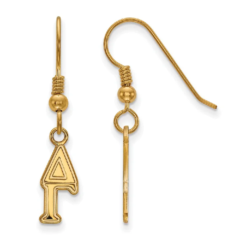 Ladies earrings everyday glamour styles-14K Plated Silver Delta Gamma XS Dangle Earrings