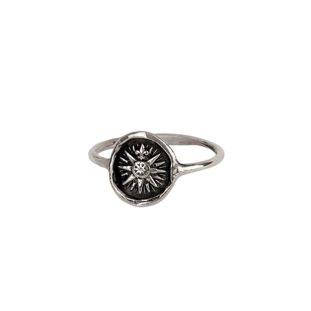 Ladies rings futuristic design styles-Direction Mini Talisman Ring