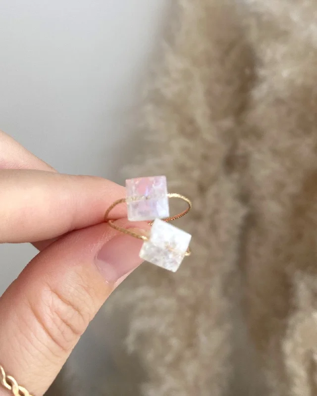 Ladies rings fabric wrap designs-Moonstone Square Daily Serenity Ring