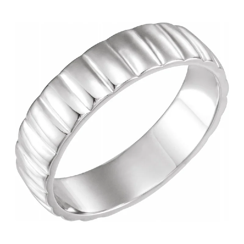 Ladies rings wire-wrapped rings-6mm Platinum Polished Grooved Standard Fit Band