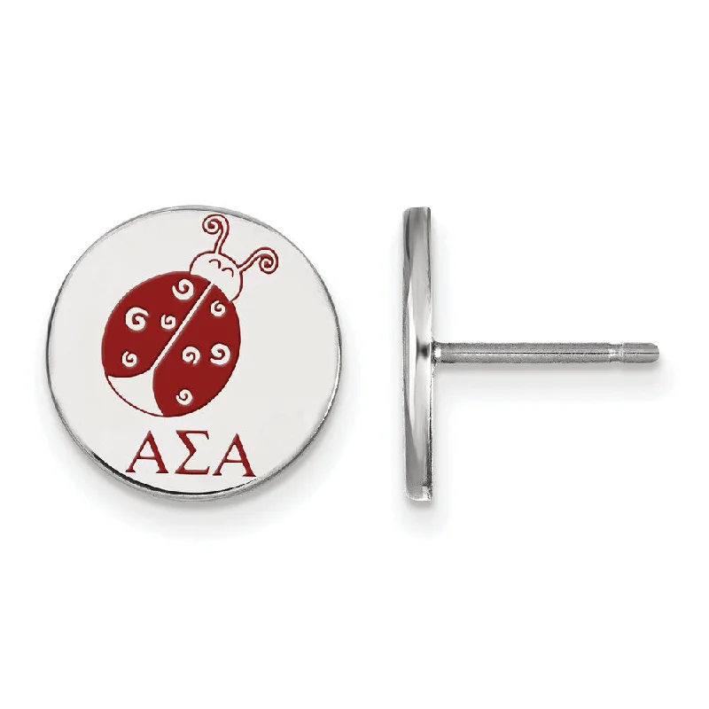 Ladies earrings youthful charm designs-Sterling Silver Alpha Sigma Alpha Enamel Post Earrings