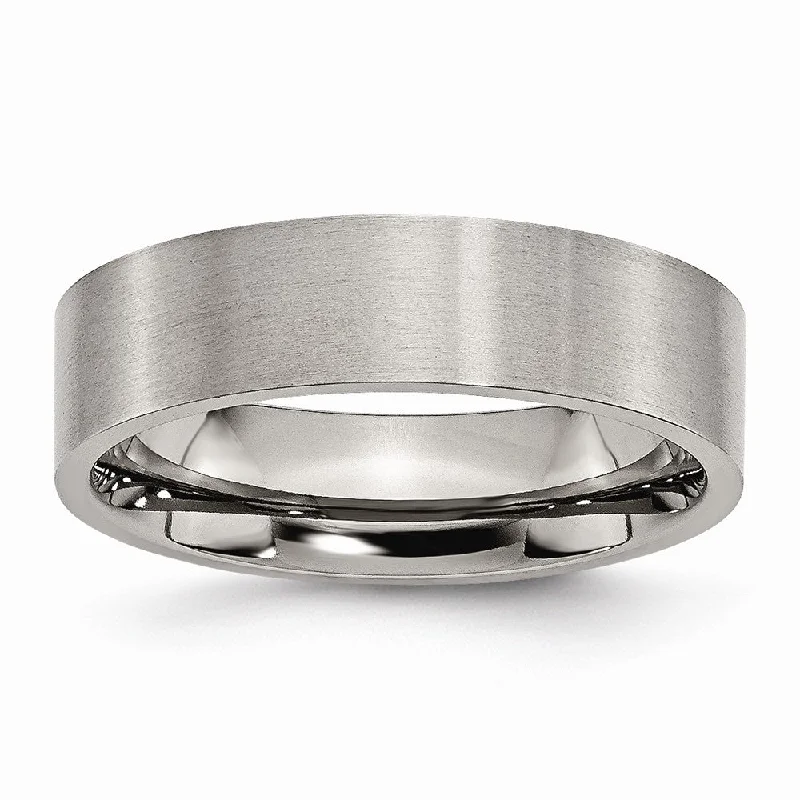 Ladies rings multi-stone designs-Titanium 6mm Brushed Flat Comfort Fit Band