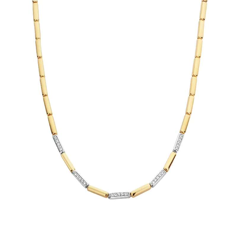 Ladies necklaces shiny gold necklaces-Ti Sento Gold Mix Segments Statement Necklace