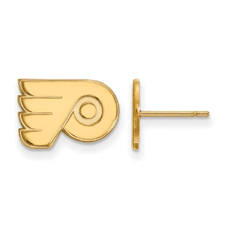 Ladies earrings raised detail styles-14k Yellow Gold NHL Philadelphia Flyers XS Post Earrings