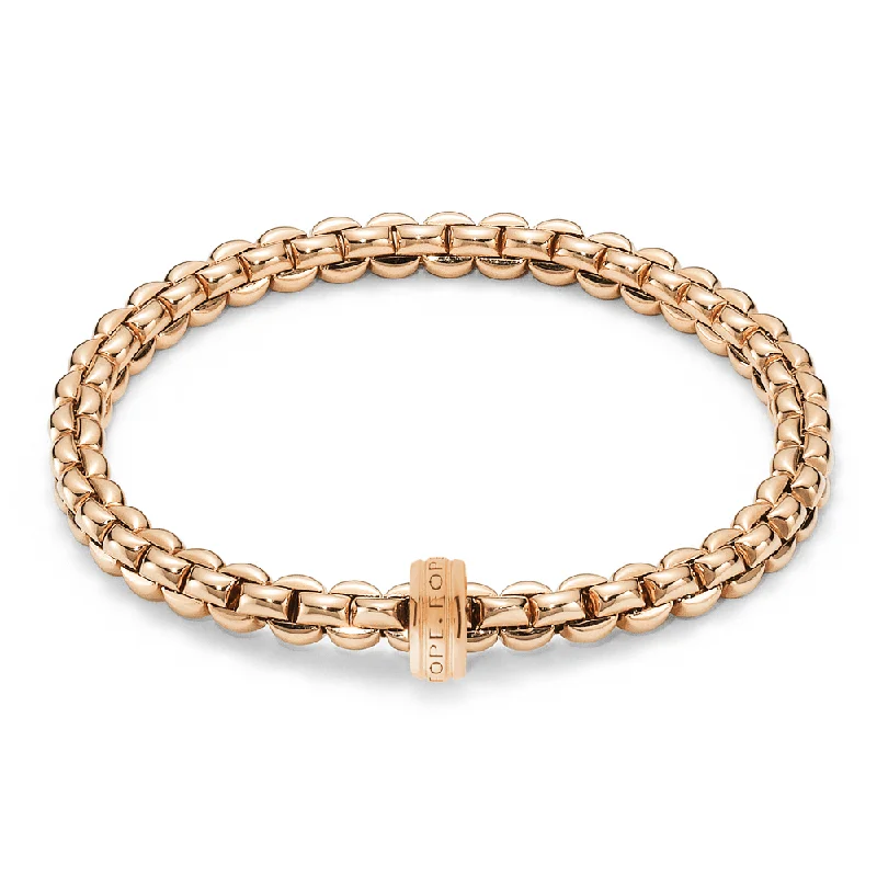 Ladies bracelets nameplate style bracelets-Ladies bracelets nameplate style bracelets-Eka 18ct Rose Gold Bracelet With Single Polished Rondel