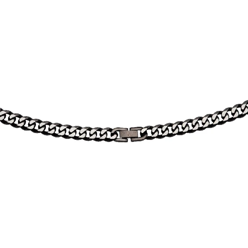 Ladies necklaces brushed texture styles-Unique & Co Black Stainless Steel Curb Chain Necklace