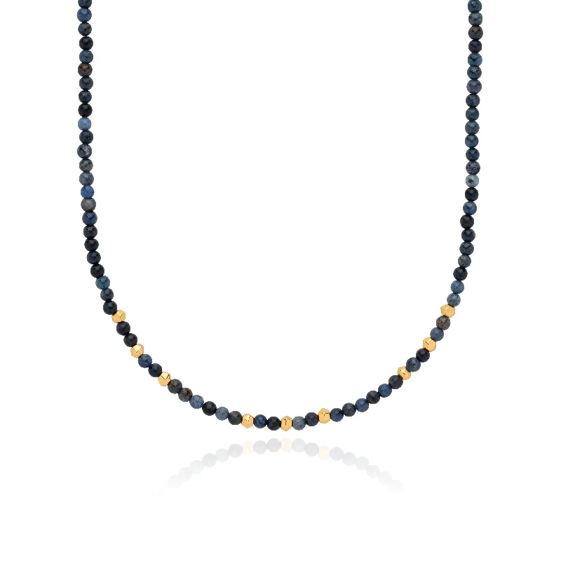 Ladies necklaces bold color necklaces-Anna Beck Gold Dumortierite Beaded Necklace