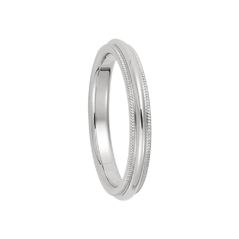 Ladies rings white diamond designs-4mm Milgrain Edge Comfort Fit Domed Band in Platinum