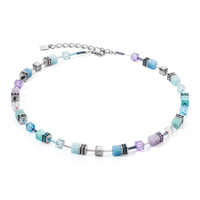 Ladies necklaces glossy finish styles-Coeur De Lion GeoCUBE® Iconic Aqua-Lilac Necklace