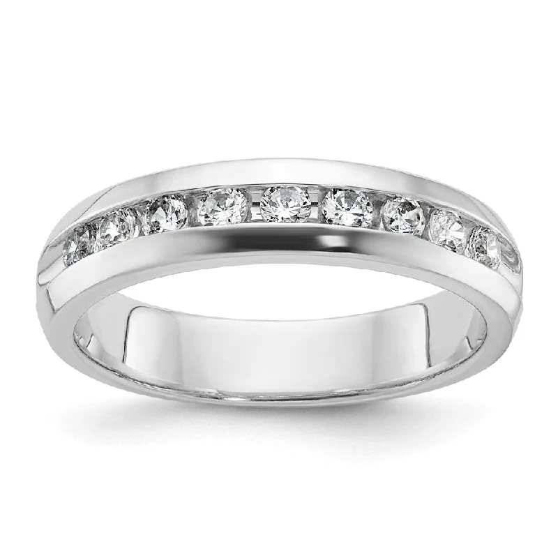 Ladies rings tapered band rings-5.25mm 14K White Gold 9-Stone 1/2 Ctw Diamond Standard Fit Band