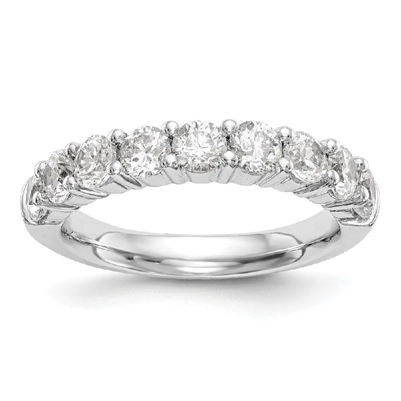 Ladies rings compact size styles-14K White Gold 1.0 Ctw to 1.6 Ctw Diamond 9-Stone Tapered Band