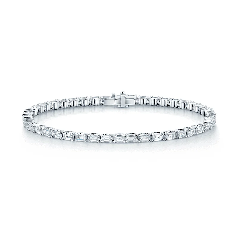 Ladies bracelets gothic aesthetic appeal-Ladies bracelets gothic aesthetic appeal-Platinum Claw Set Emerald Cut Diamond Tennis Bracelet