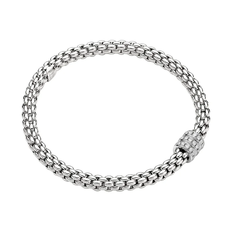 Ladies bracelets milestone marker pieces-Ladies bracelets milestone marker pieces-Solo 18ct White Gold Bracelet With Three White Gold Diamond Set Rondels