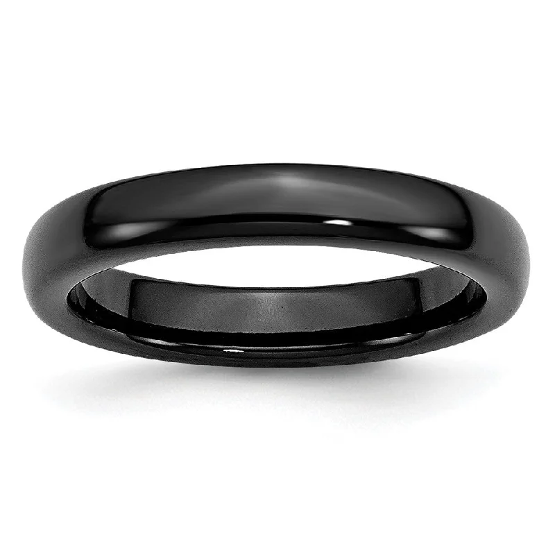 Ladies rings Native American styles-4mm Black Ceramic Polished Domed Standard Fit Band