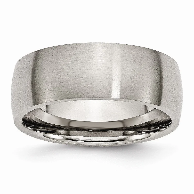 Ladies rings titanium modern designs-Titanium 8mm Brushed Domed Comfort Fit Band