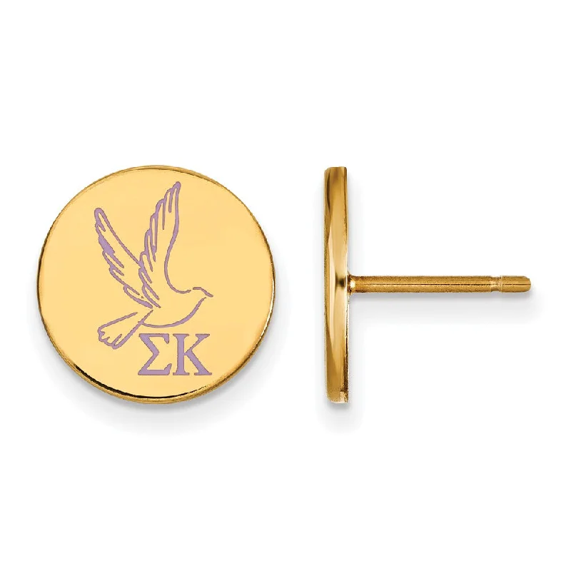 Ladies earrings muted tone earrings-14K Plated Silver Sigma Kappa Enamel Post Earrings