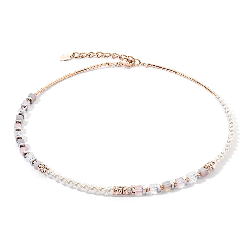 Ladies necklaces 2025 style trends-Coeur De Lion Precious Fusion Rose Gold Ice Pink Necklace