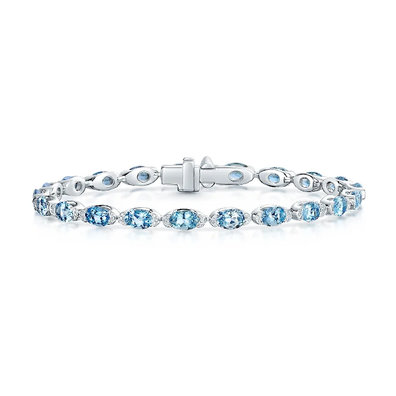 Ladies bracelets Celtic knot bracelets-Ladies bracelets Celtic knot bracelets-18ct White Gold Aquamarine And Diamond Bracelet