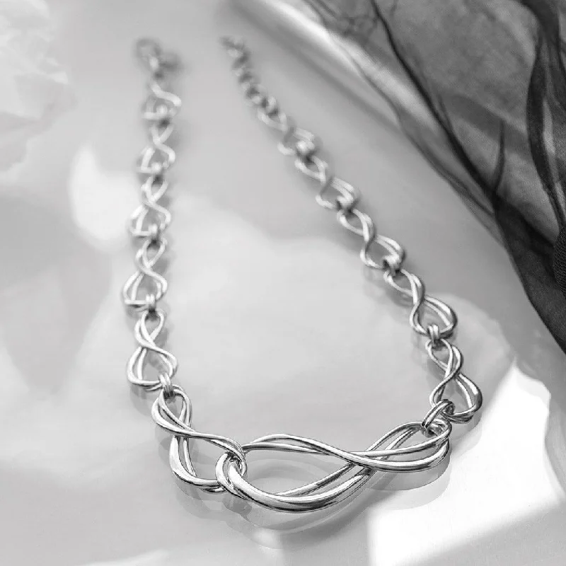 Ladies necklaces brushed texture styles-Kit Heath Sterling Silver Infinity Grande Multi-Link Necklace