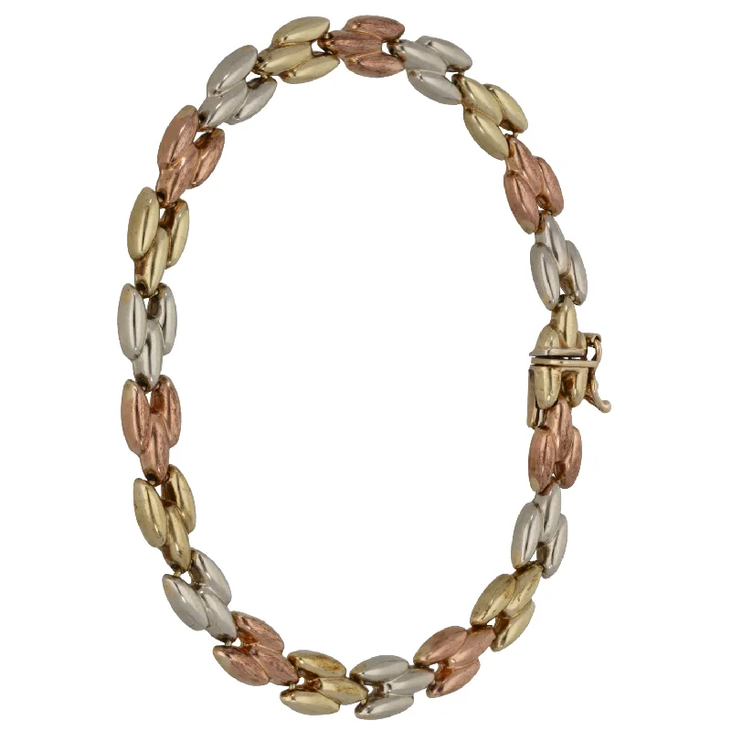 Ladies bracelets delicate outline styles-Ladies bracelets delicate outline styles-9ct Tri-Colour Gold Fancy Bracelet