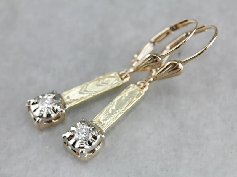 Ladies earrings cascading stone earrings-Mix Metal Diamond Drop Earrings