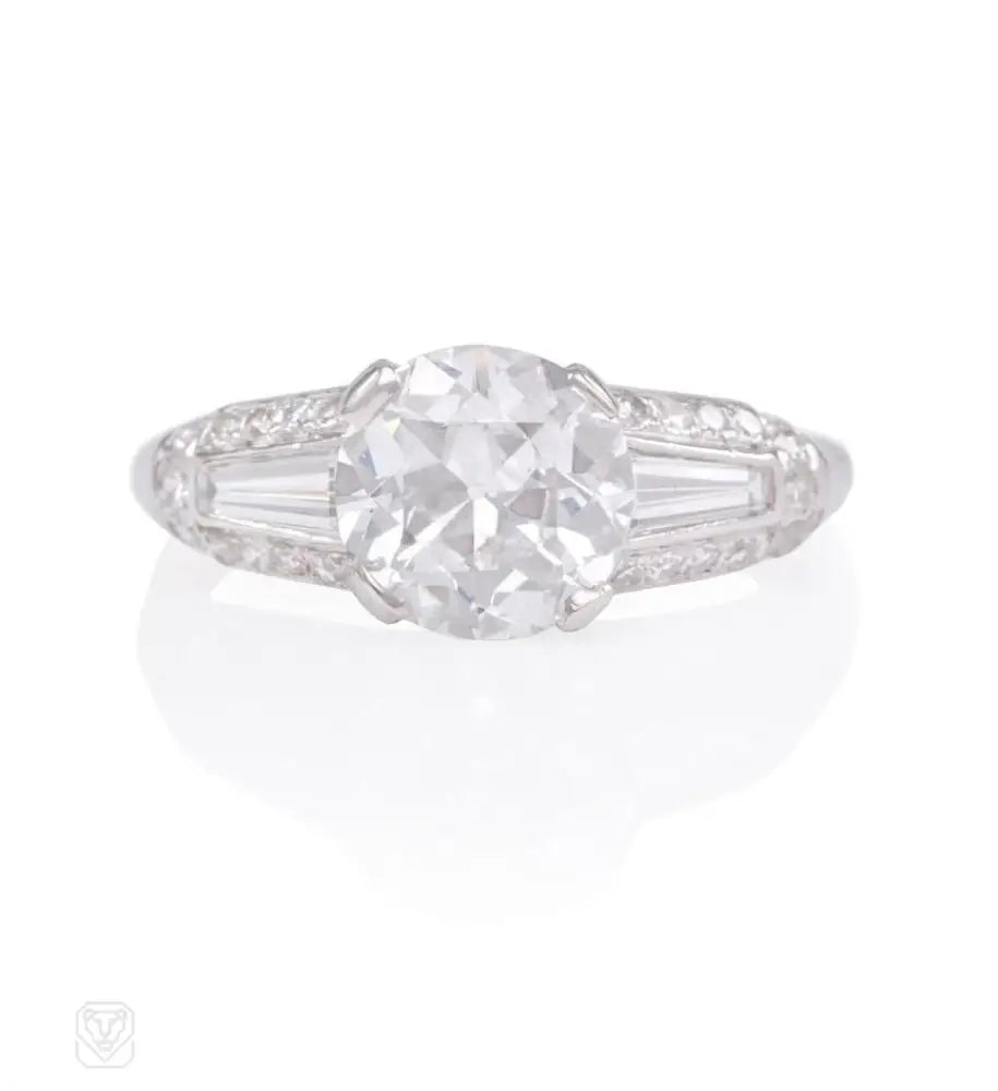 Ladies engagement rings holiday proposals-Art Deco diamond engagement ring, Shreve and Co