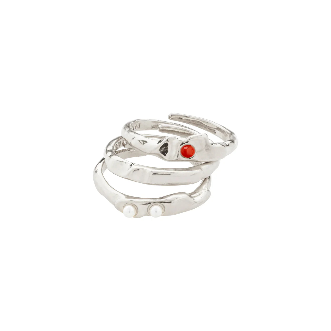 Ladies rings ceramic crafted styles-Trust Silver Plated Ring Set