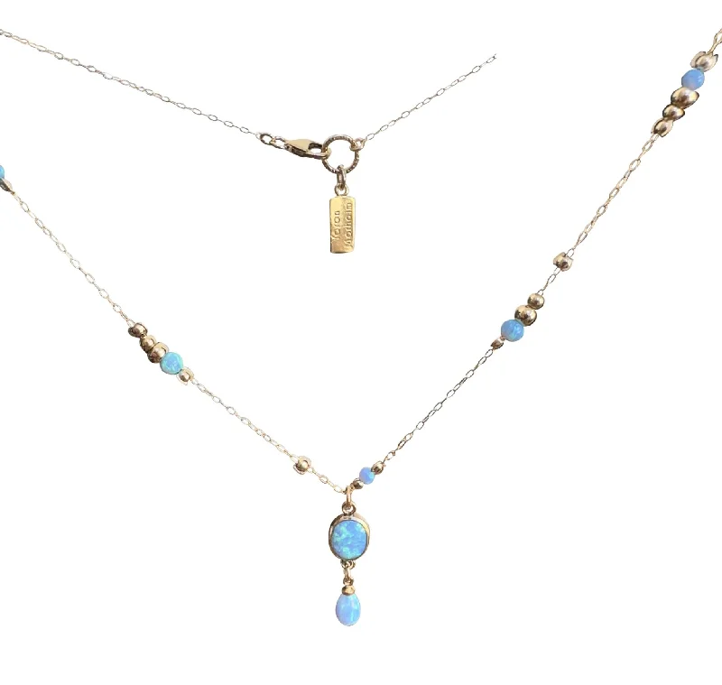 Ladies necklaces party wear glamour-Yaron Morhaim Gold Vermeil Opal Drop Pendant Necklace