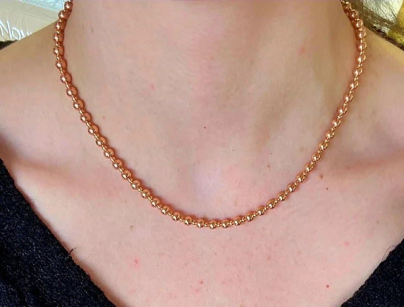 Ladies necklaces minimalist gold chains-Rose Gold Balls Necklace