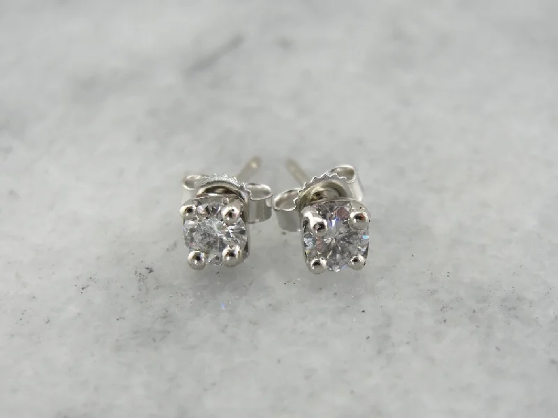 Ladies earrings Asian cultural styles-Timeless Diamond Stud Earrings in White Gold