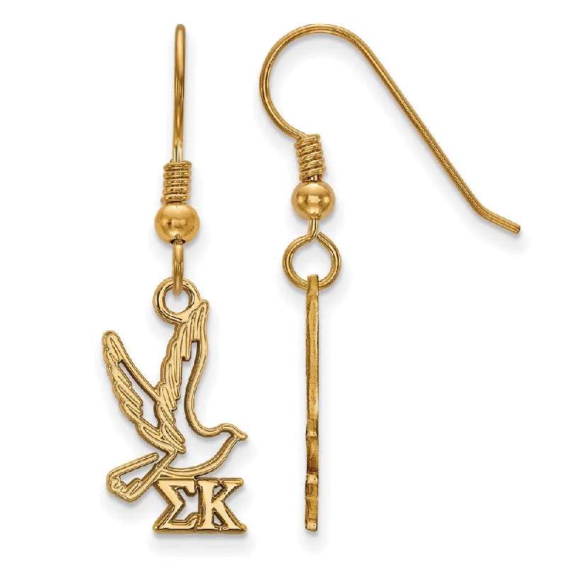 Ladies earrings personalized touch options-14K Plated Silver Sigma Kappa Small Dangle Earrings