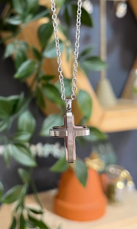 Ladies necklaces milestone marker pieces-Unique & Co Stainless Steel Cross Pendant Necklace