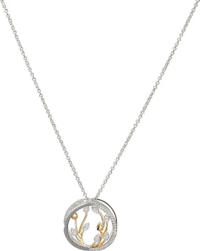 Ladies necklaces pear cut designs-Unique & Co 3D 18ct Gold & Sterling Silver CZ Flowerbuds Necklace