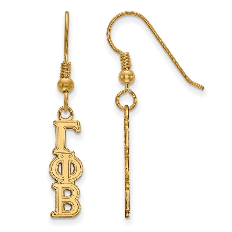 Ladies earrings latest fashion trends-14K Plated Silver Gamma Phi Beta XS Dangle Earrings