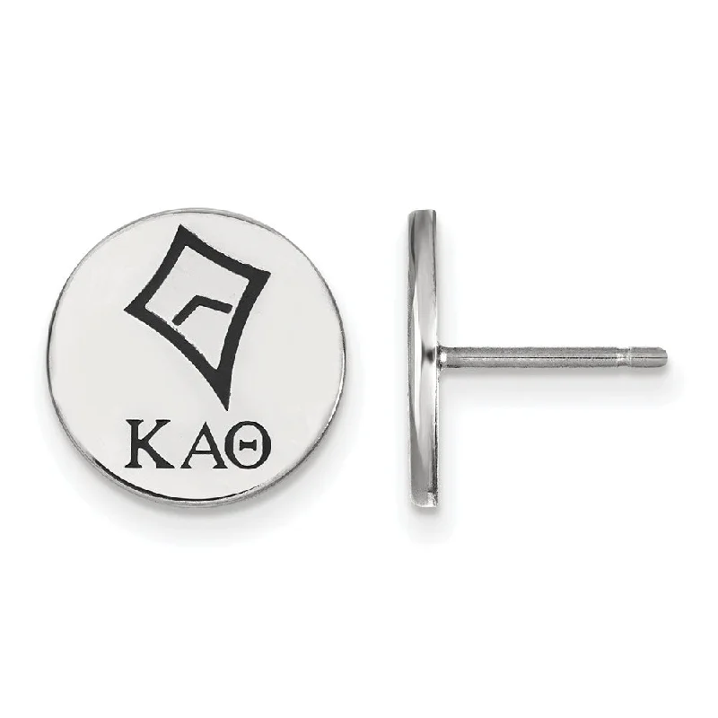 Ladies earrings cabochon stone designs-Sterling Silver Kappa Alpha Theta Enamel Post Earrings