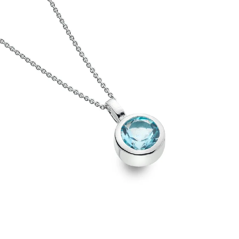 Ladies necklaces matte gem necklaces-Sea Gems Blue Topaz Pendant Necklace