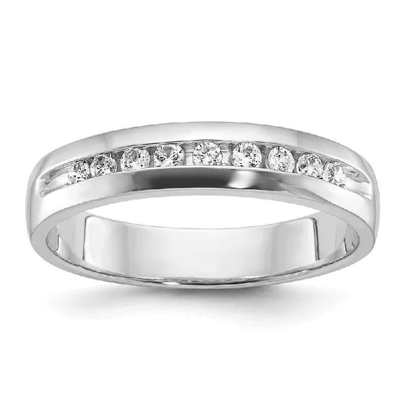 Ladies rings layered look designs-4.5mm 14K White Gold 9-Stone 1/4 Ctw Diamond Standard Fit Band