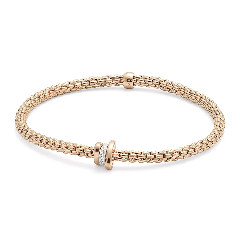 Ladies bracelets oversized bold bracelets-Ladies bracelets oversized bold bracelets-Prima 18ct Rose Gold Bracelet With Diamond Set And Plain Rondels