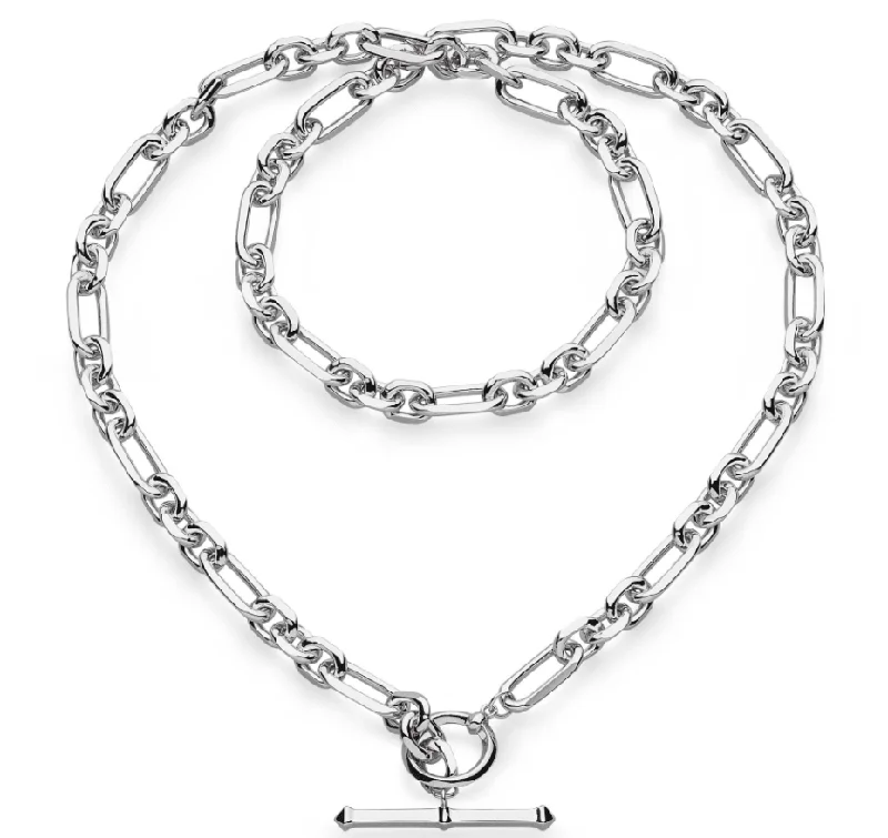 Ladies necklaces long pendant designs-Kit Heath Revival Astoria Figaro Chain Link T-Bar Necklace