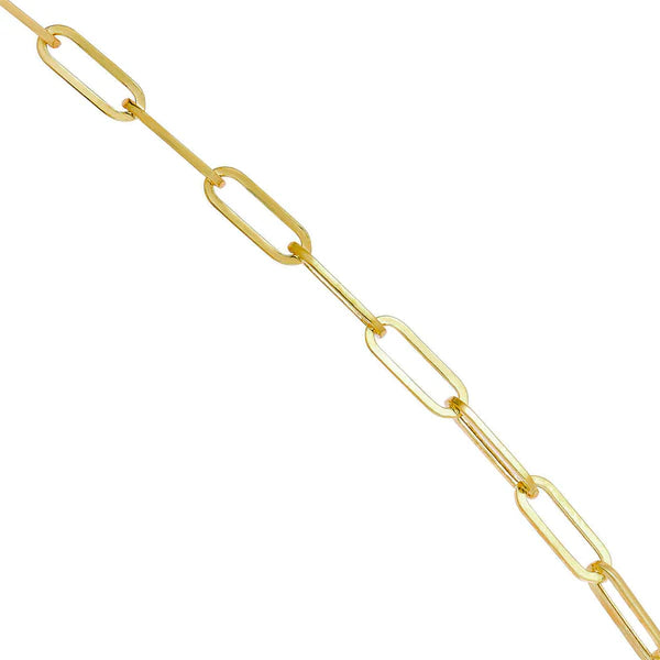 Ladies bracelets limited run designs-Ladies bracelets limited run designs-Elongated Paperclip Hollow Anklet Bracelet (14K)