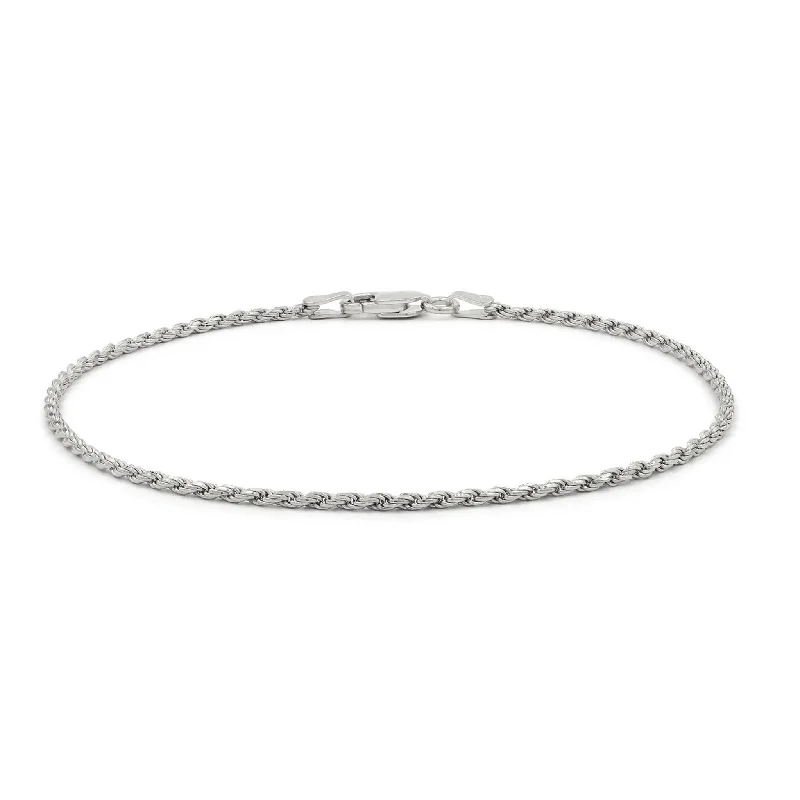 Ladies bracelets pride-inspired bracelets-Ladies bracelets pride-inspired bracelets-White Gold Solid Rope Bracelet/Anklet (14K)