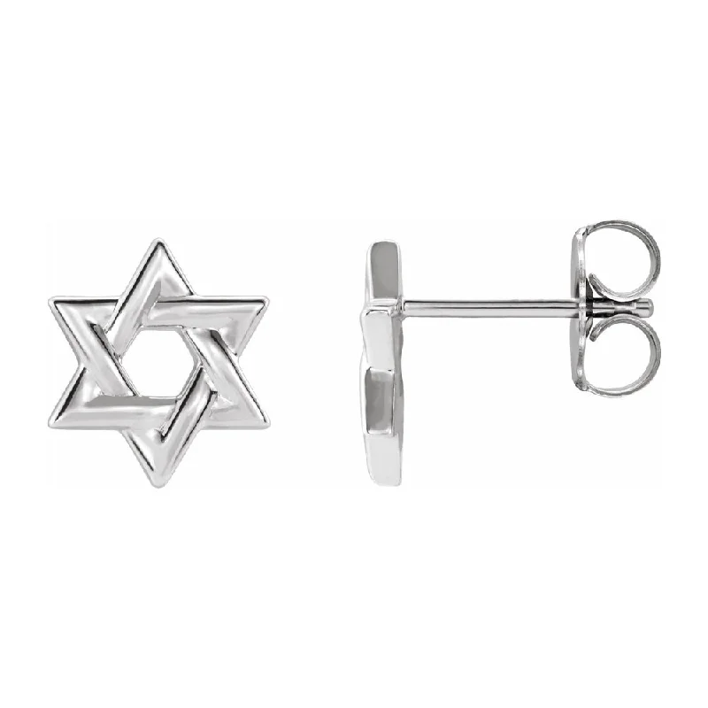 Ladies earrings adjustable fit earrings-Sterling Silver Star of David Post Earrings, 9.5mm