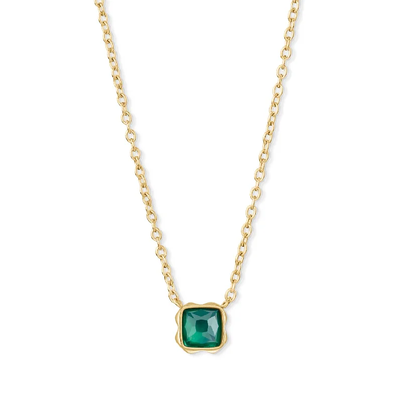 Ladies necklaces online shopping deals-Coeur De Lion Gold May Birthstone Green Agate Necklace