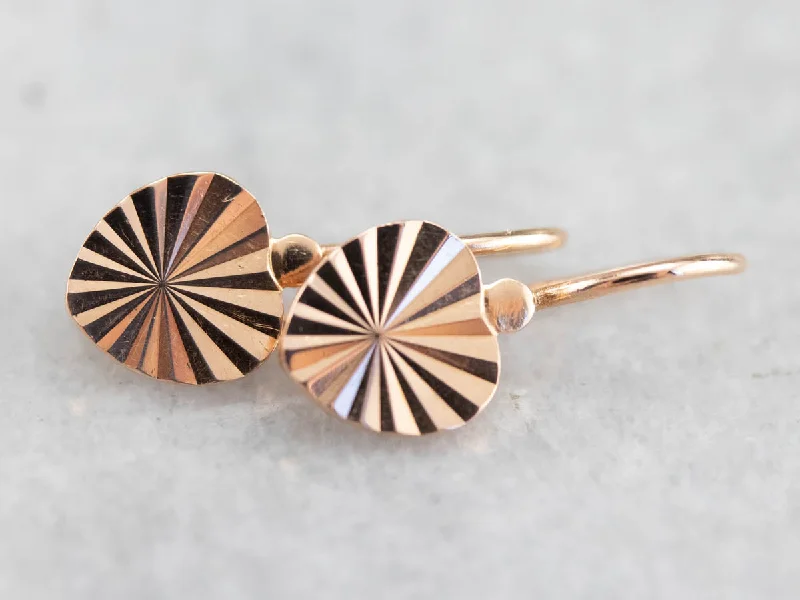 Ladies earrings heavy statement pieces-Rose Gold Heart Drop Earrings