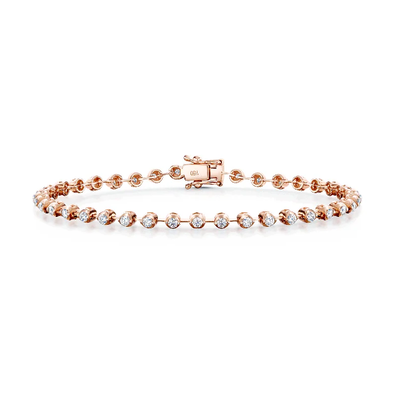 Ladies bracelets muted tone bracelets-Ladies bracelets muted tone bracelets-18ct Rose Gold Round Brilliant Cut Diamond Bar Link Bracelet