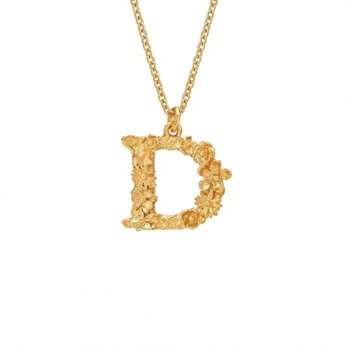 Ladies necklaces soft touch styles-Alex Monroe Floral Letter D Necklace