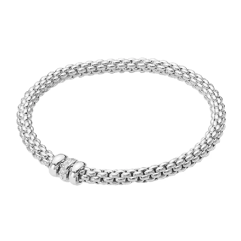 Ladies bracelets mixed metal finishes-Ladies bracelets mixed metal finishes-Solo 18ct White Gold Bracelet With Diamond Set And Plain Rondels