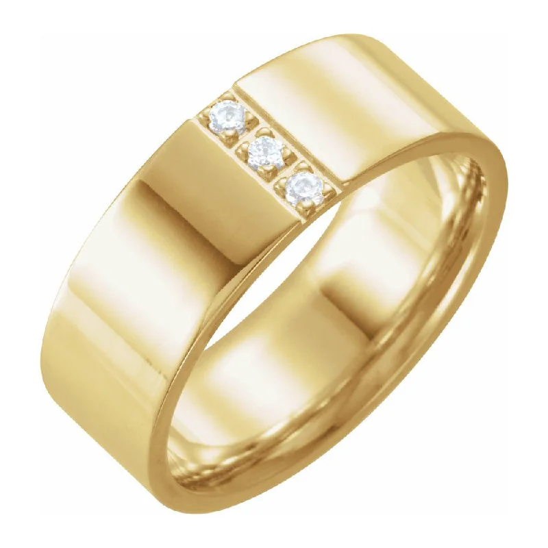 Ladies rings expressionist designs-8mm 14K Yellow Gold 1/10 CTW Diamond Polished Comfort Fit Flat Band