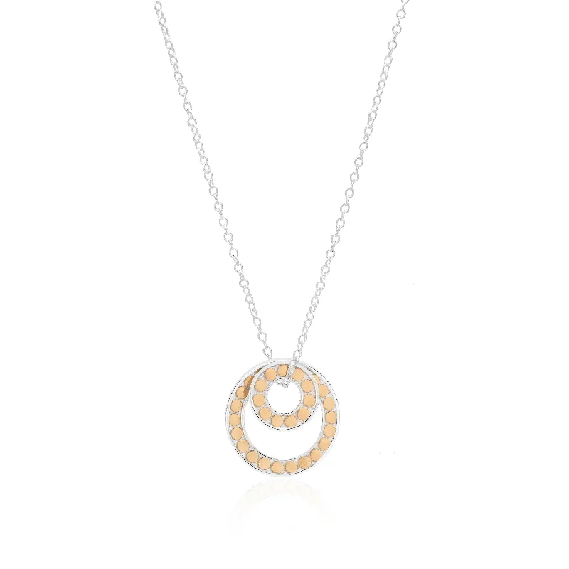 Ladies necklaces durable craft necklaces-Anna Beck 18ct Gold Vermeil and Silver Classic Double Floating O Necklace